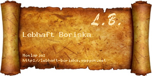 Lebhaft Boriska névjegykártya